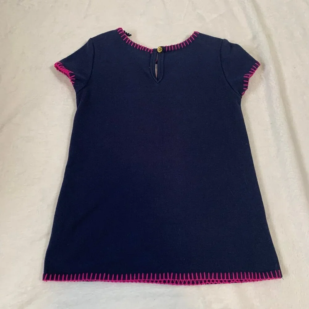 5/$25 Genuine Kids OshKosh Girls 5T Navy Blue‎ Embroidered Floral Tunic Top